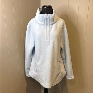 Dudley Stephens Women’s Large Light Blue Turtleneck Sweater Zip Up Pockets